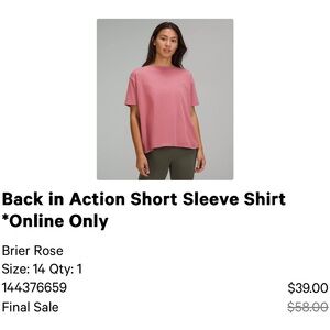 Lululemon back in action tshirt